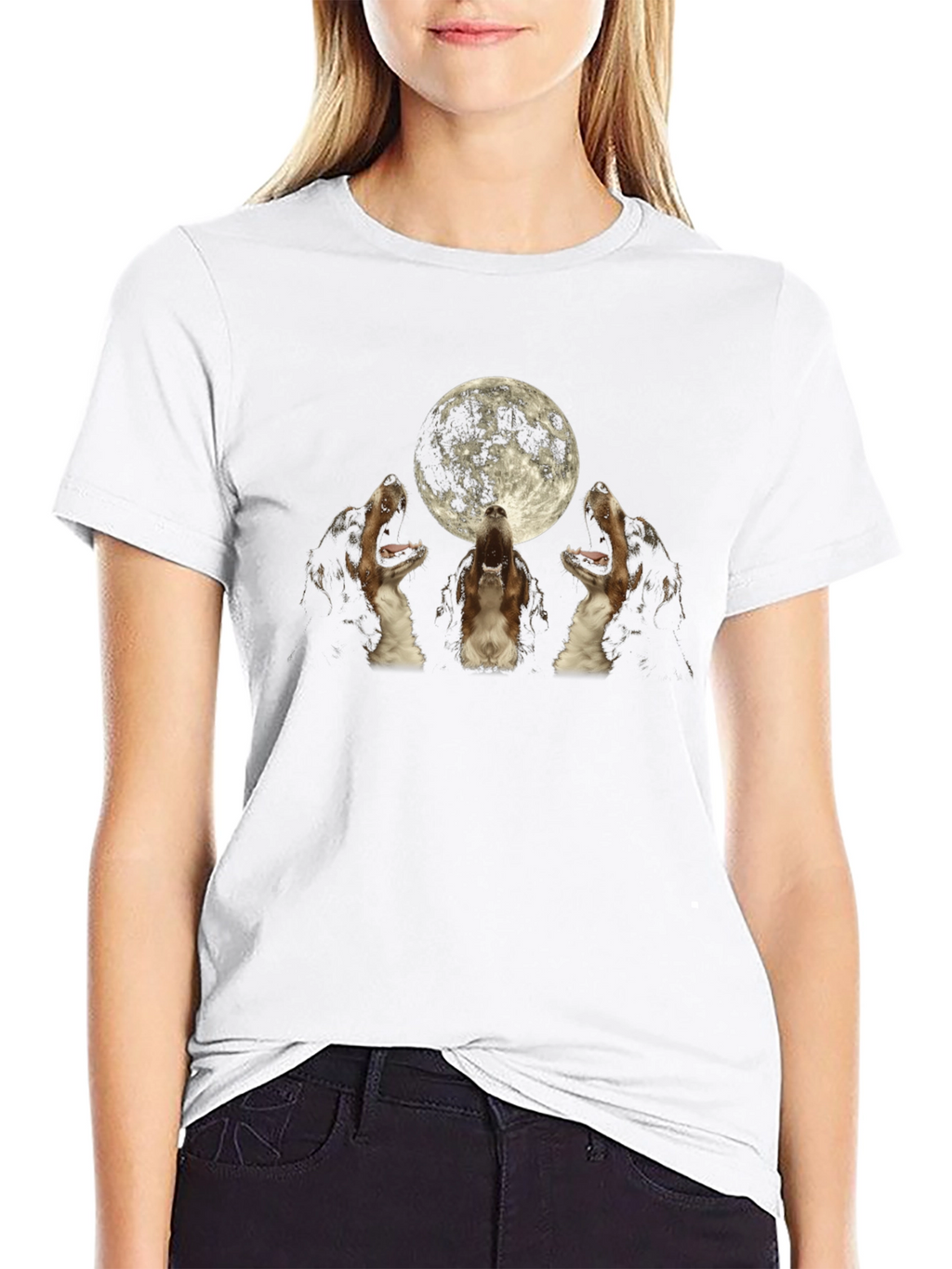 Howling Dogs Moon Graphic T-Shirt