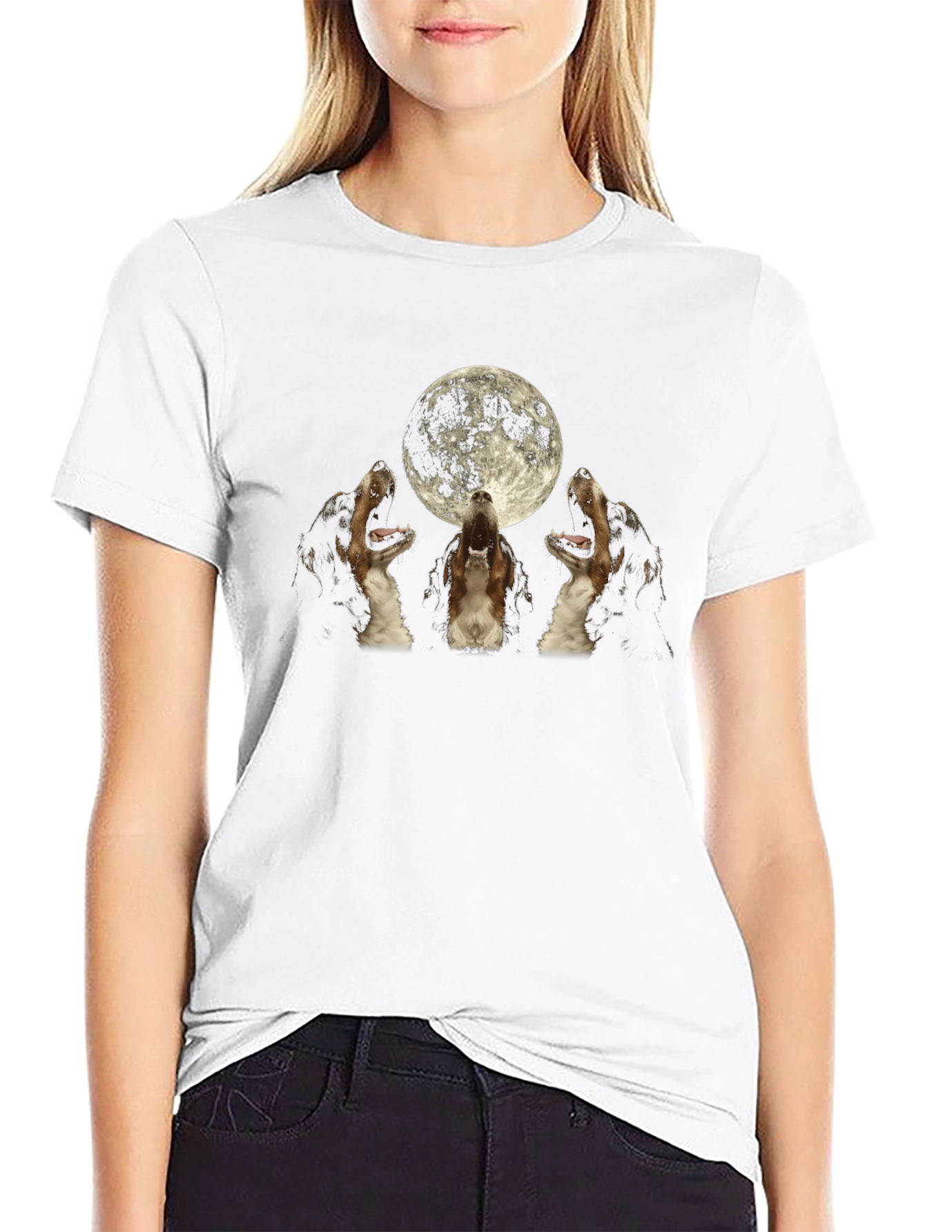 Howling Dogs Moon Graphic T-Shirt