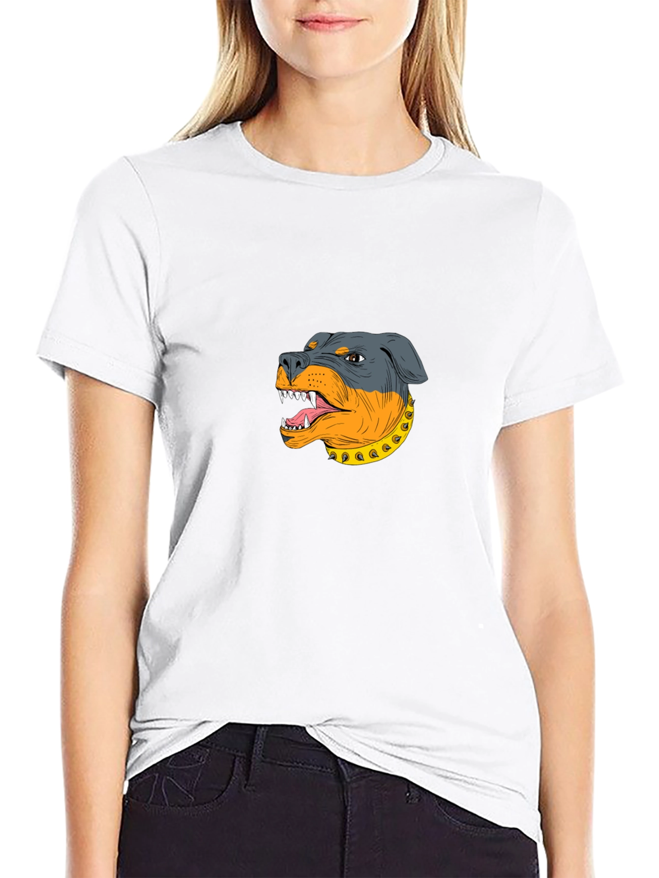 Rottweiler Graphic Print Black T-Shirt