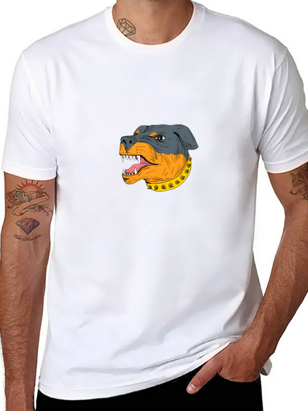 Rottweiler Graphic Print Black T-Shirt