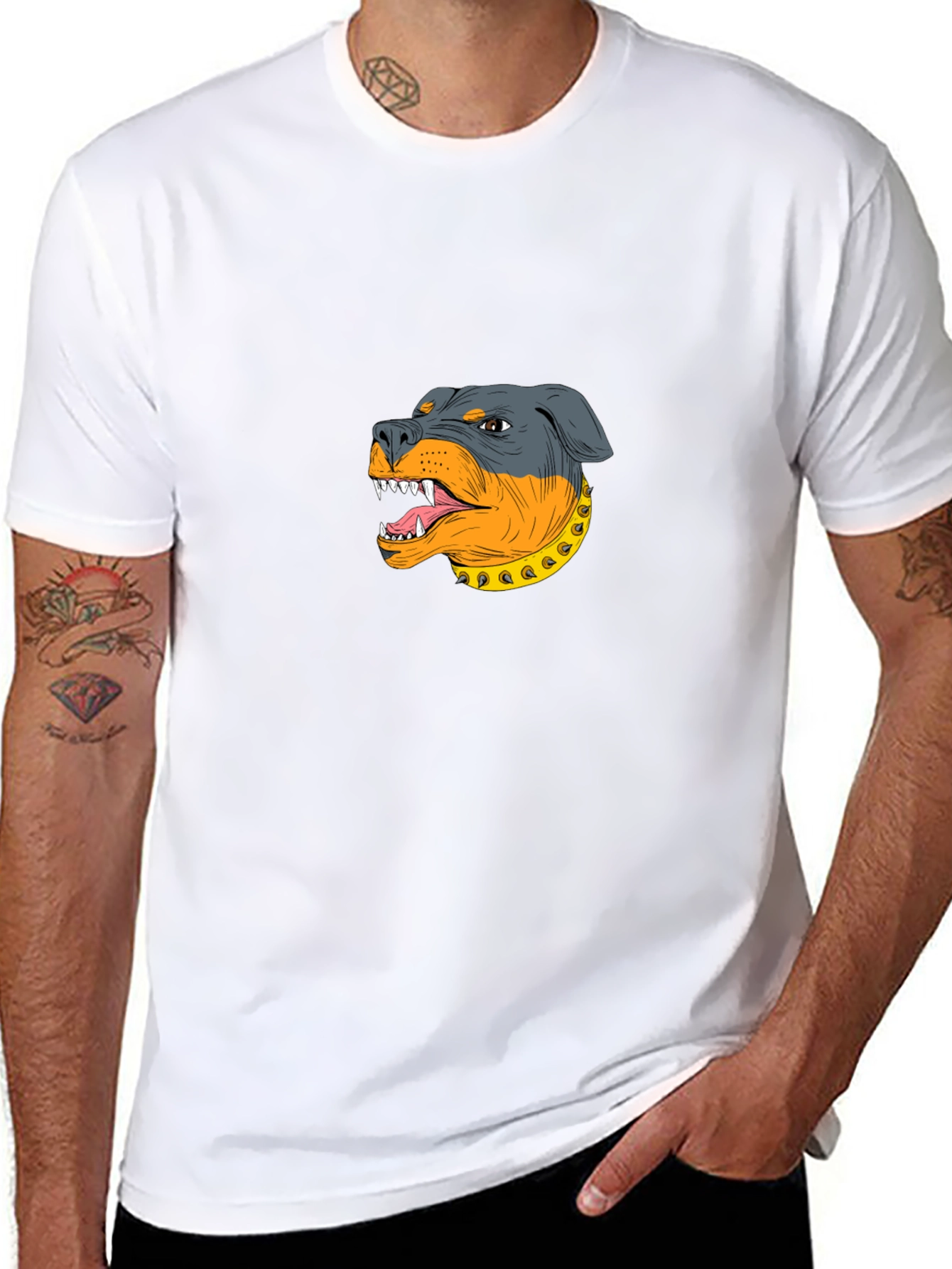 Rottweiler Graphic Print Black T-Shirt