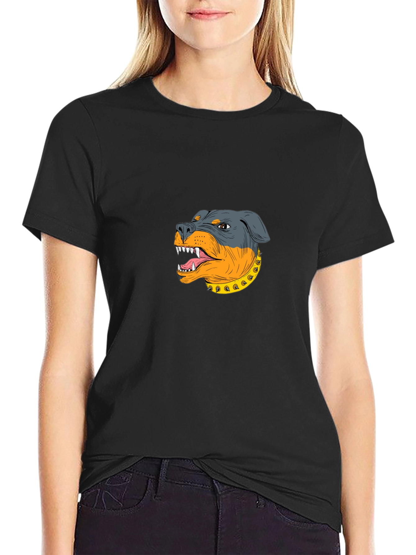 Rottweiler Graphic Print Black T-Shirt