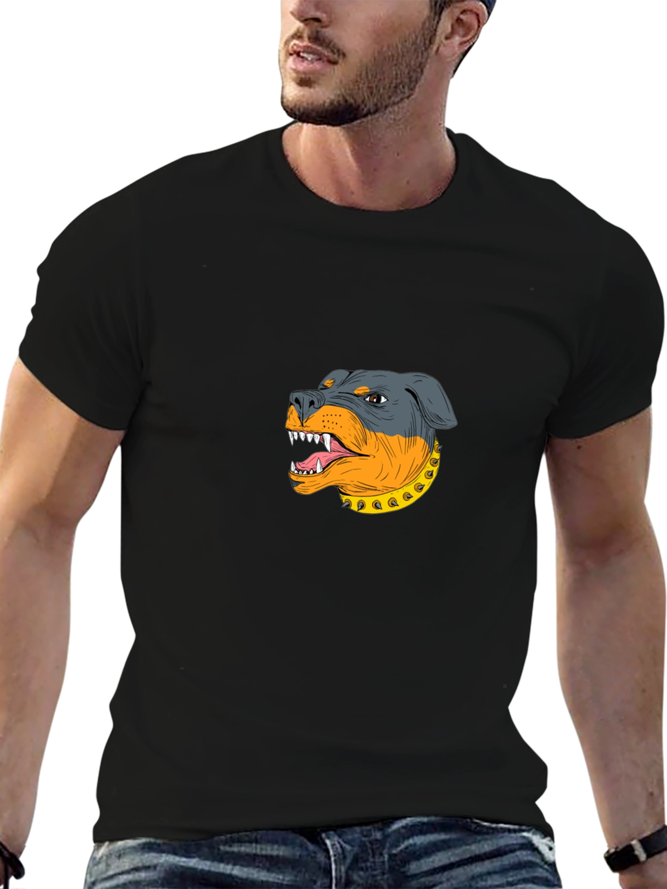 Rottweiler Graphic Print Black T-Shirt