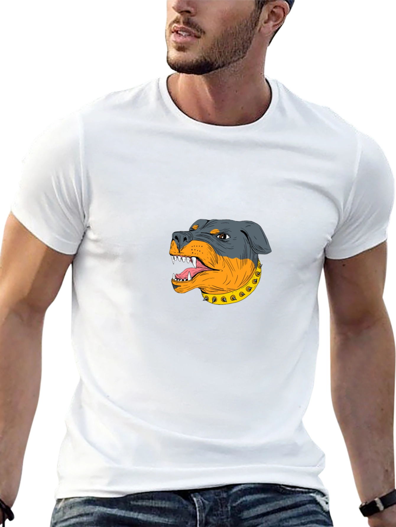 Rottweiler Graphic Print Black T-Shirt