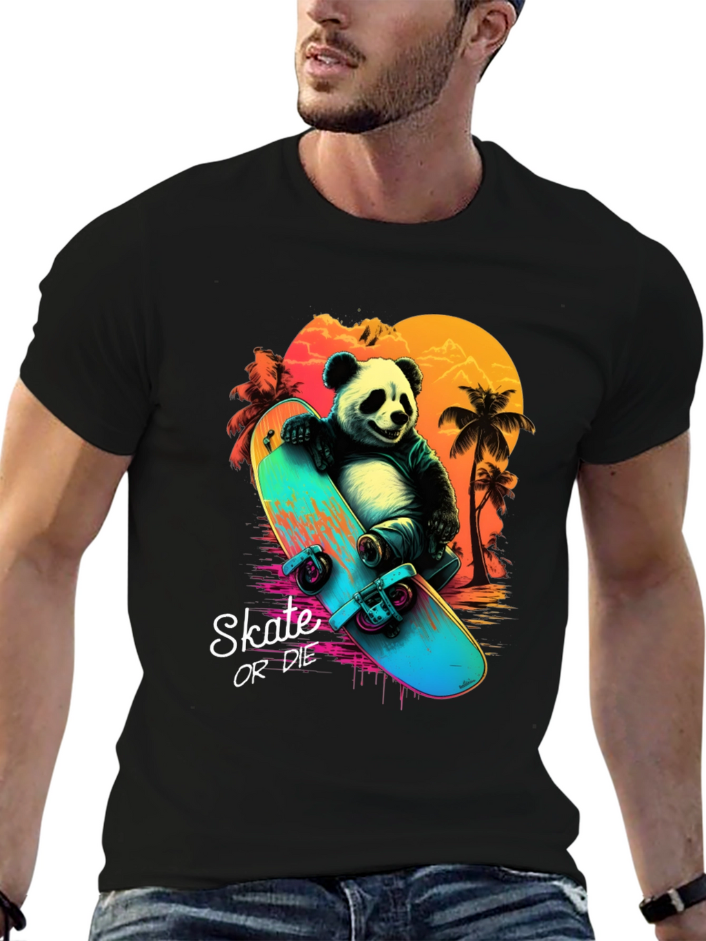 Panda Skate or Die Graphic T-Shirt