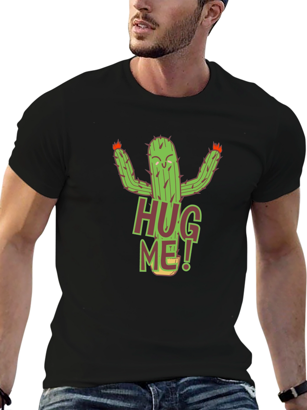 Hug Me Cactus Graphic T-Shirt