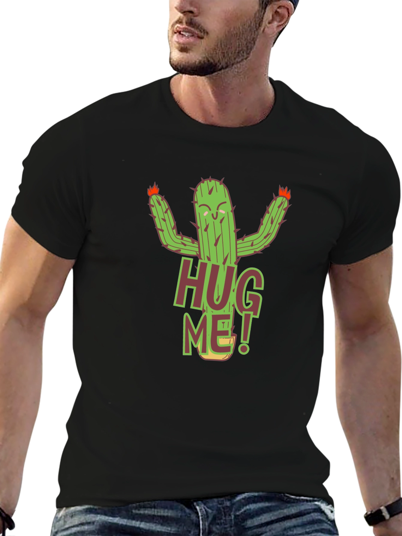 Hug Me Cactus Graphic T-Shirt