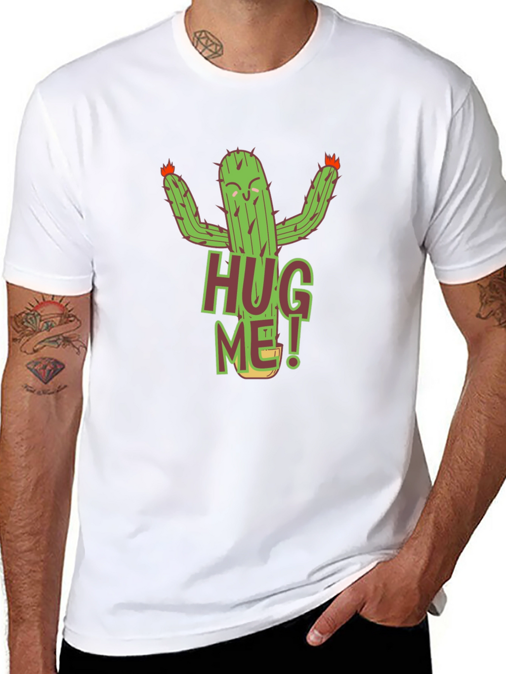 Hug Me Cactus Graphic T-Shirt