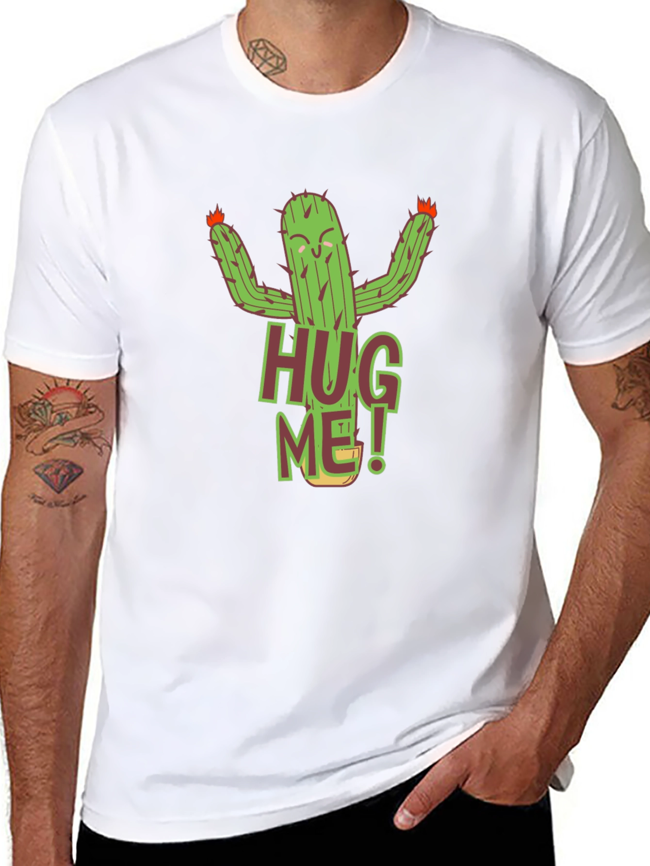 Hug Me Cactus Graphic T-Shirt