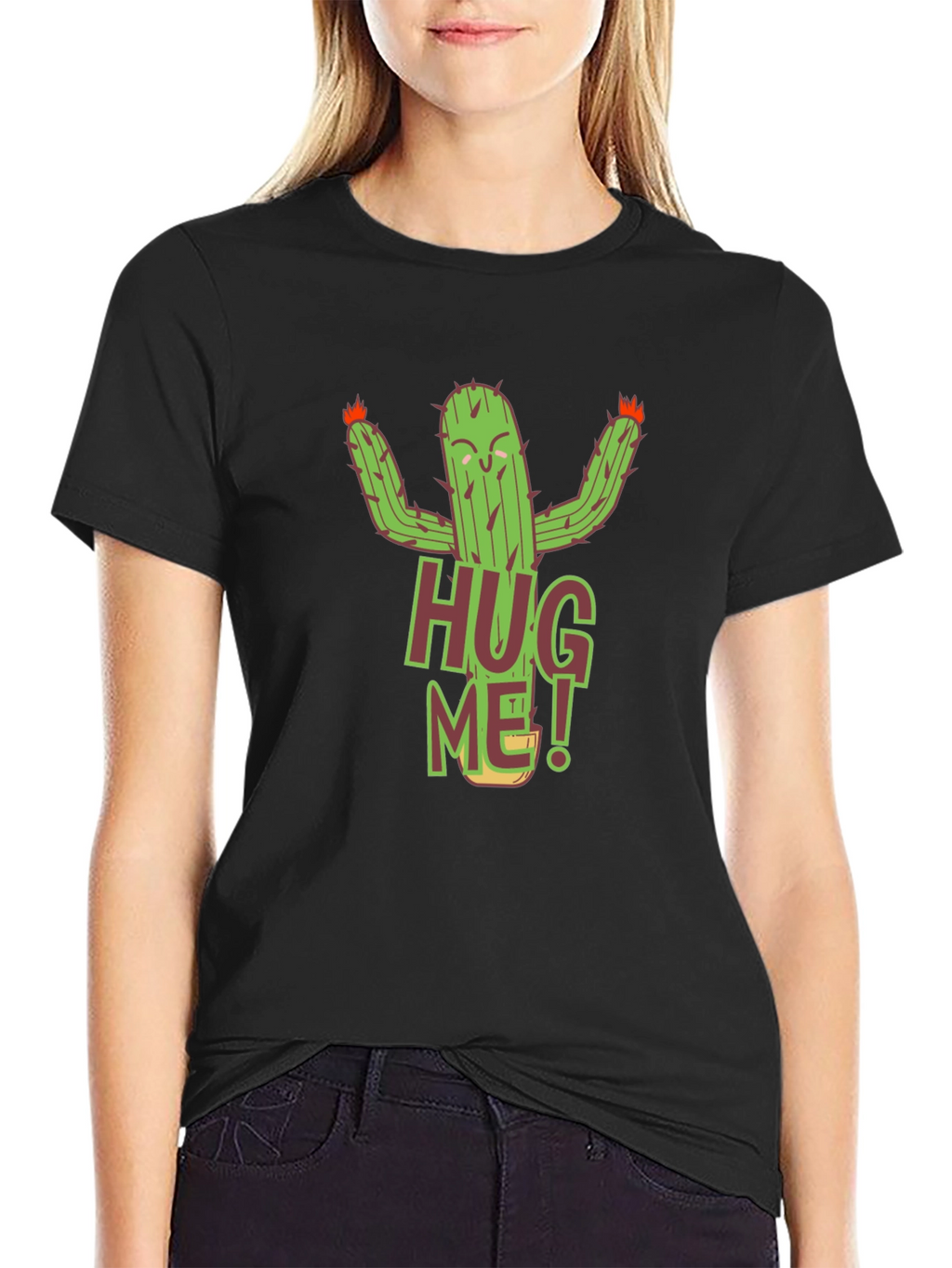 Hug Me Cactus Graphic T-Shirt