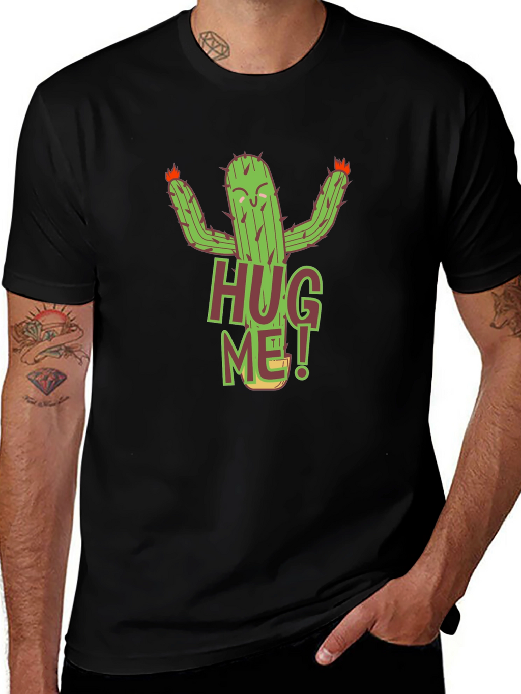 Hug Me Cactus Graphic T-Shirt