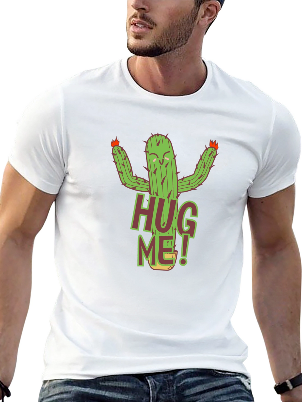 Hug Me Cactus Graphic T-Shirt
