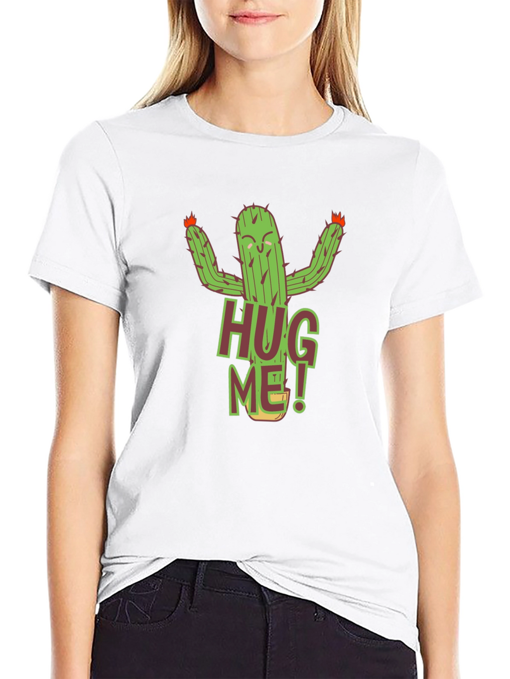 Hug Me Cactus Graphic T-Shirt
