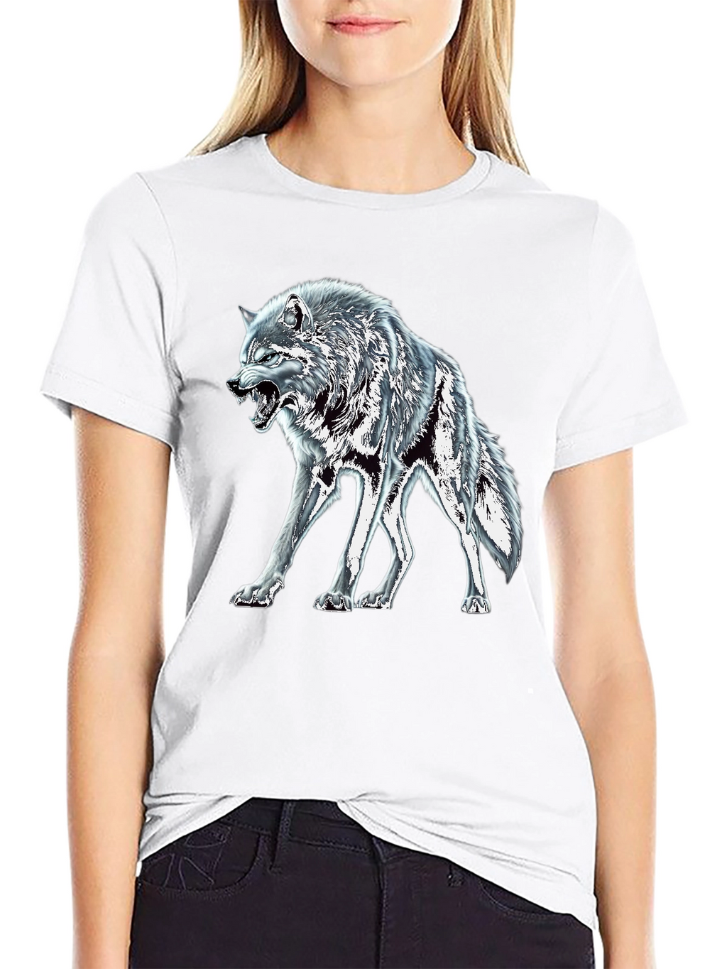 Black Wolf Graphic Tee - Fierce Animal Design