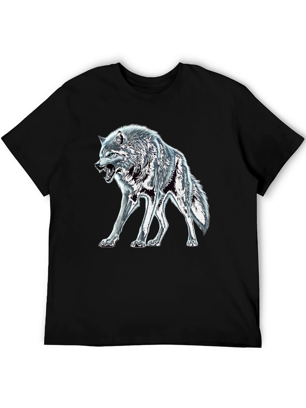 Black Wolf Graphic Tee - Fierce Animal Design
