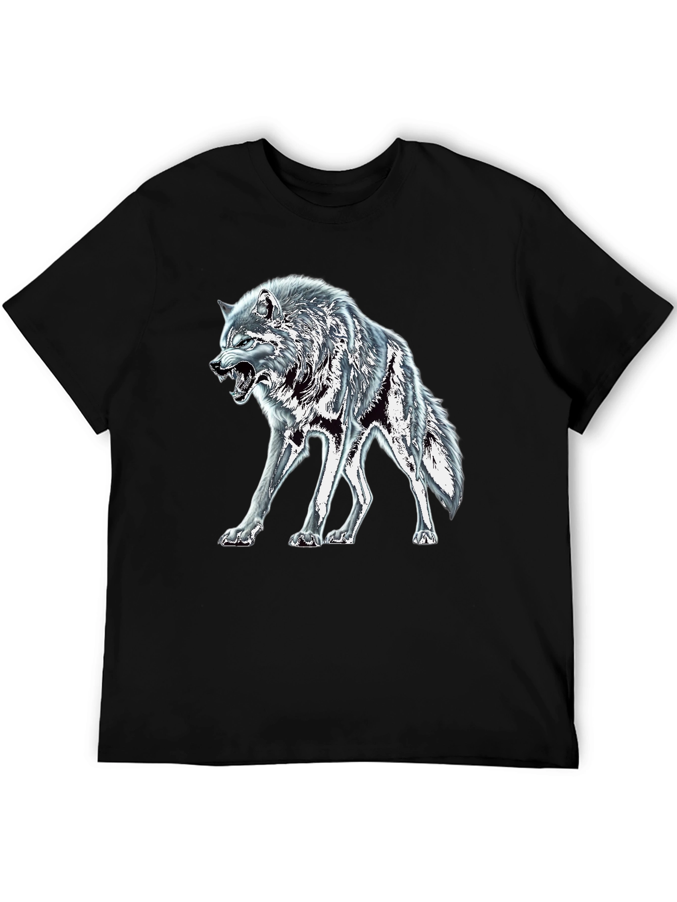 Black Wolf Graphic Tee - Fierce Animal Design