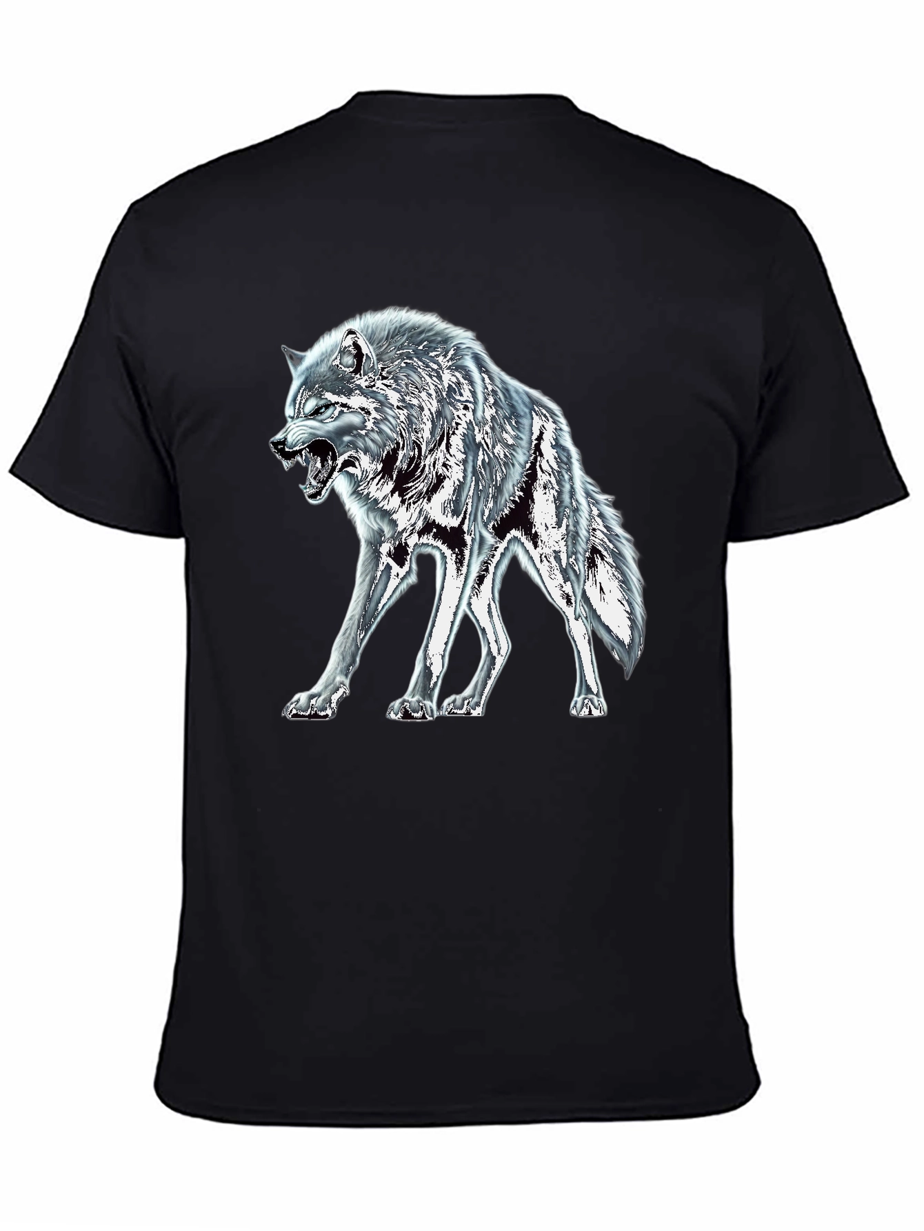 Black Wolf Graphic Tee - Fierce Animal Design