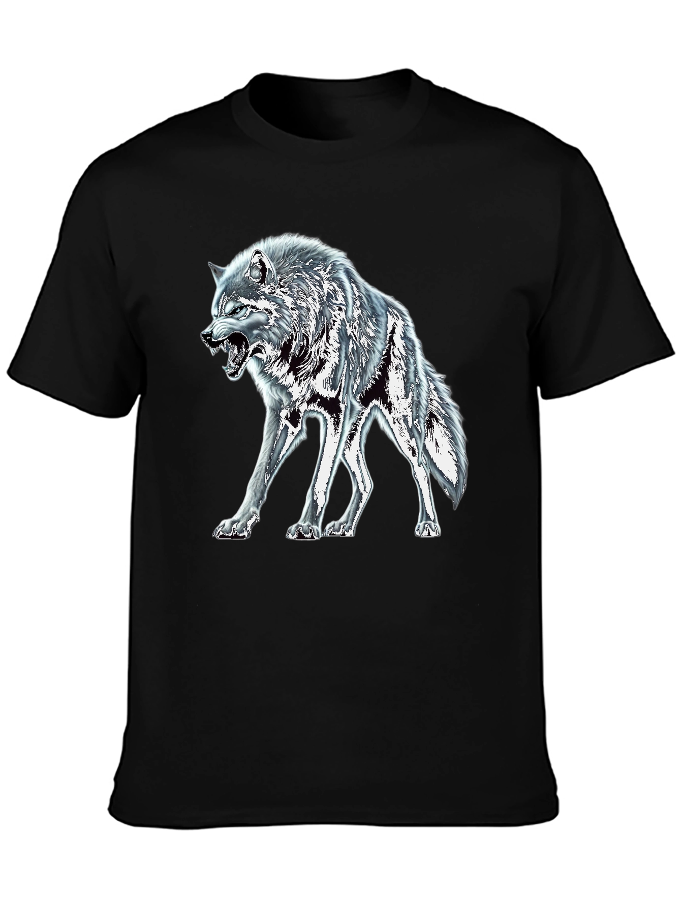 Black Wolf Graphic Tee - Fierce Animal Design