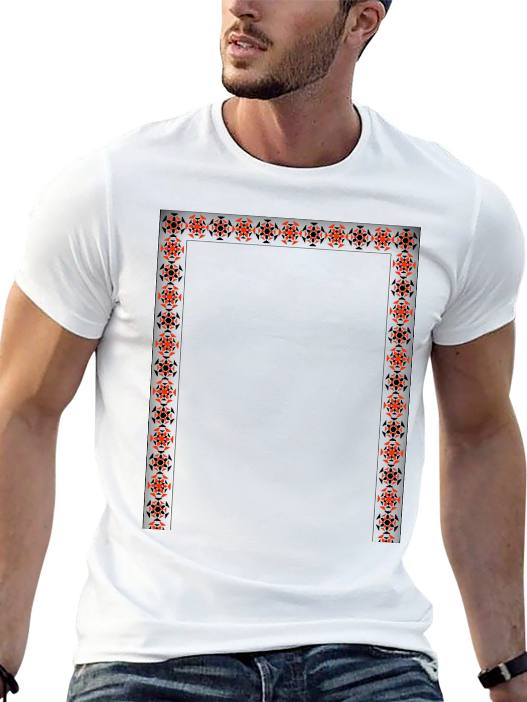 Edgy Graphic Tee - Geometric Border Design