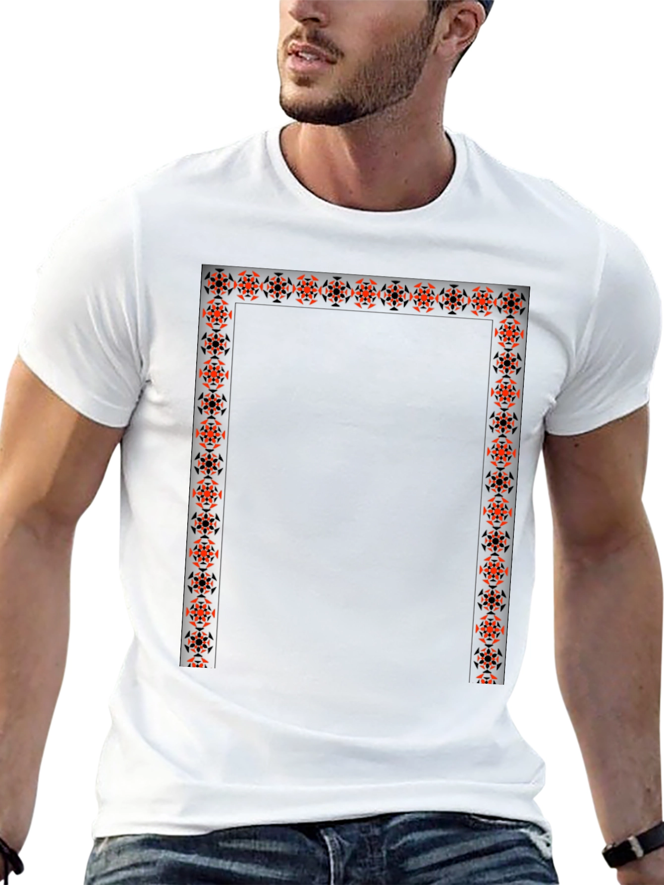 Edgy Graphic Tee - Geometric Border Design