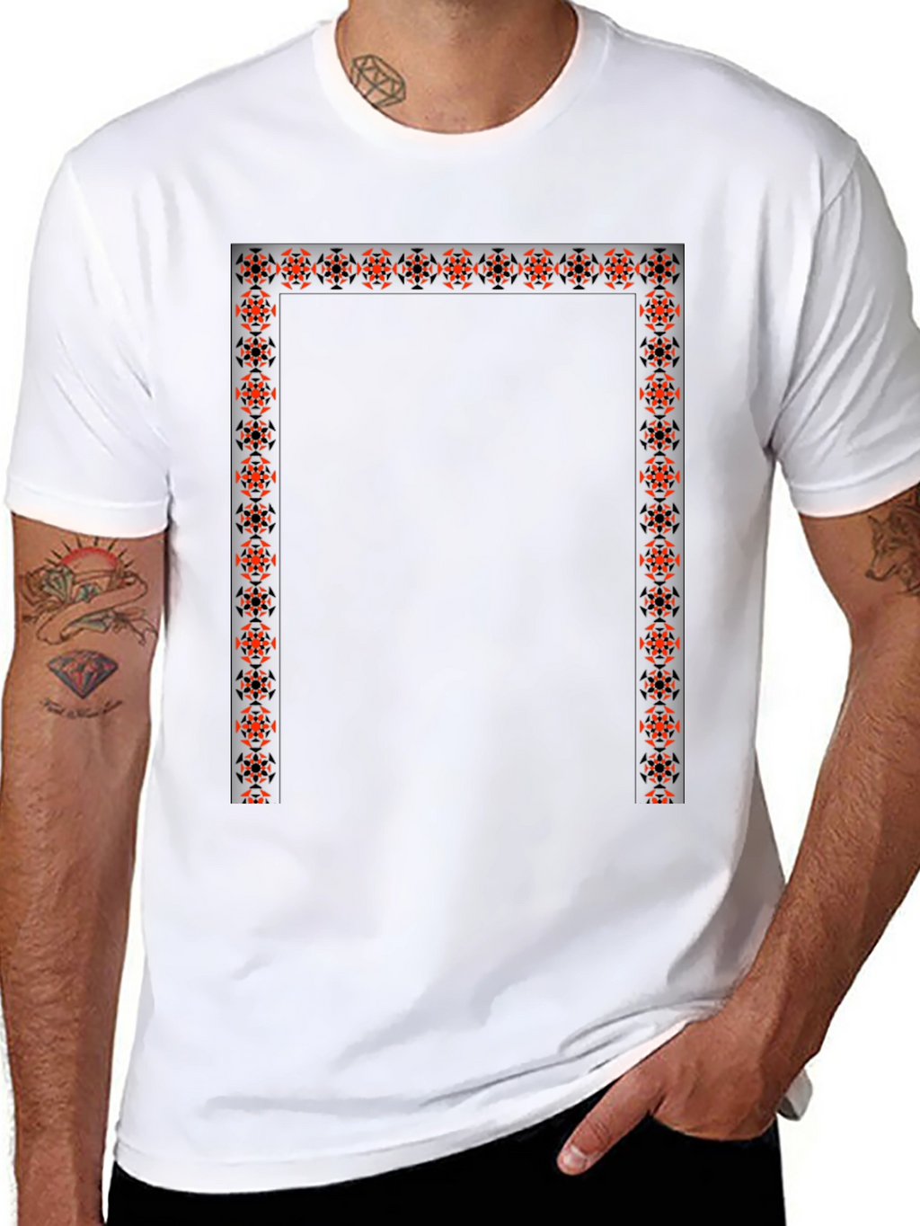 Edgy Graphic Tee - Geometric Border Design