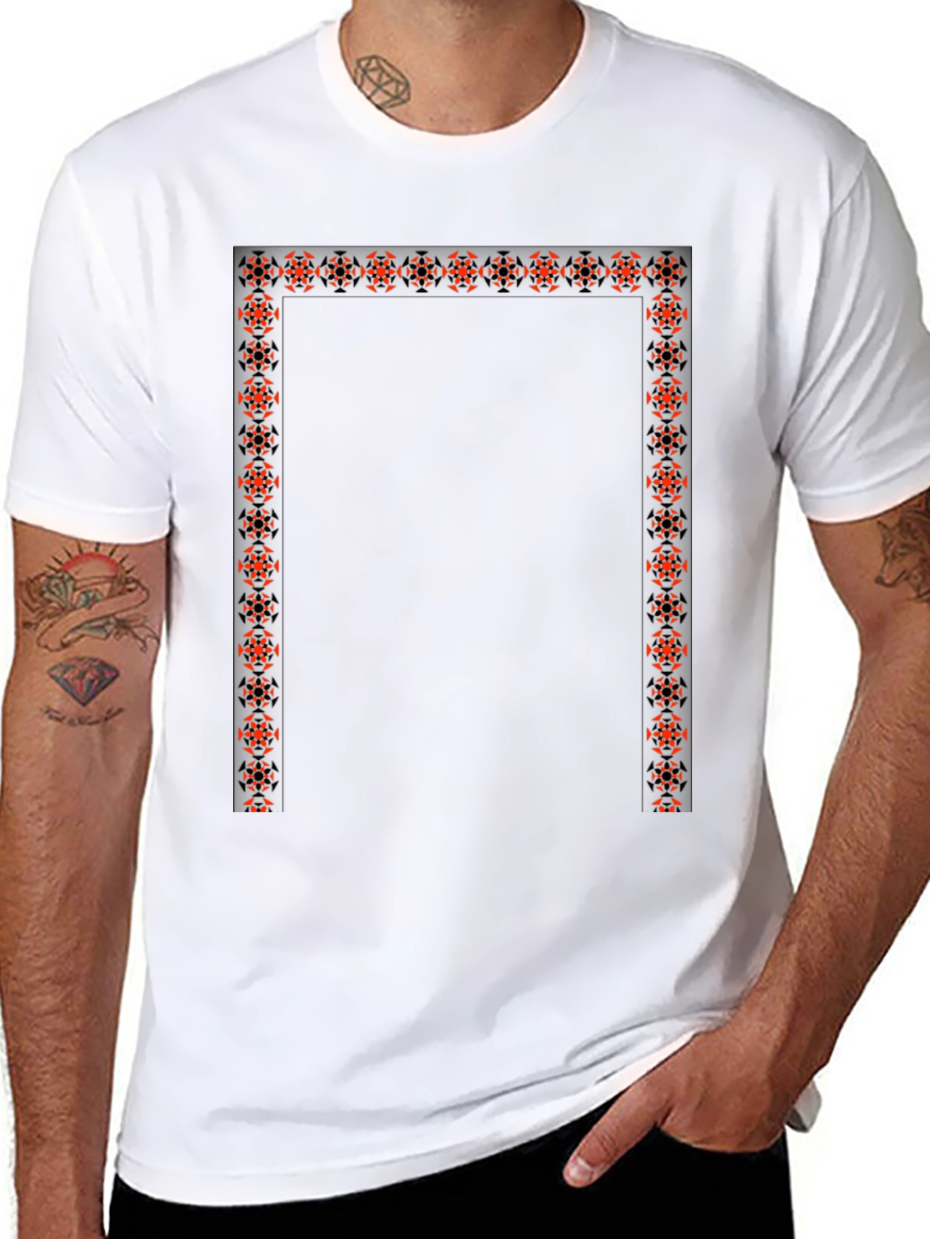 Edgy Graphic Tee - Geometric Border Design