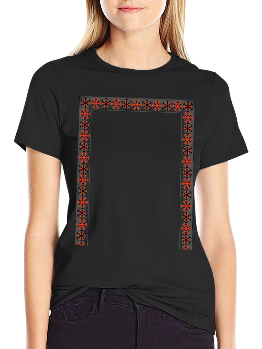 Edgy Graphic Tee - Geometric Border Design