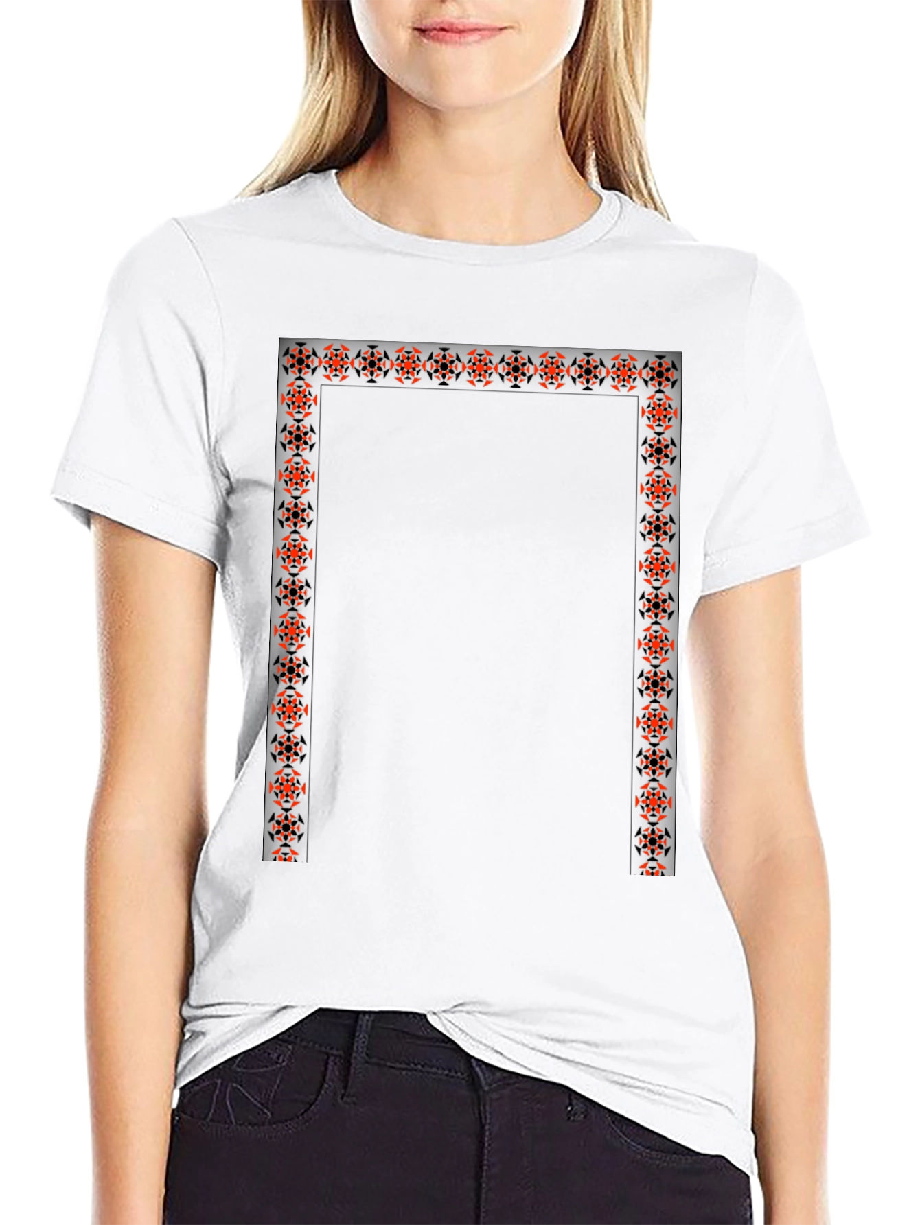 Edgy Graphic Tee - Geometric Border Design