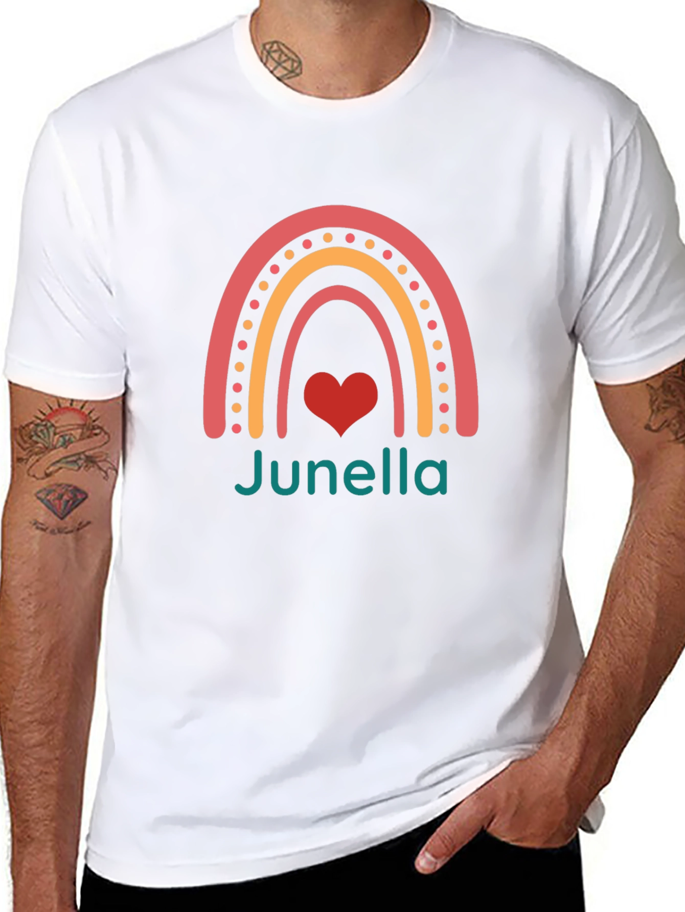 Junella Rainbow Heart Graphic T-Shirt