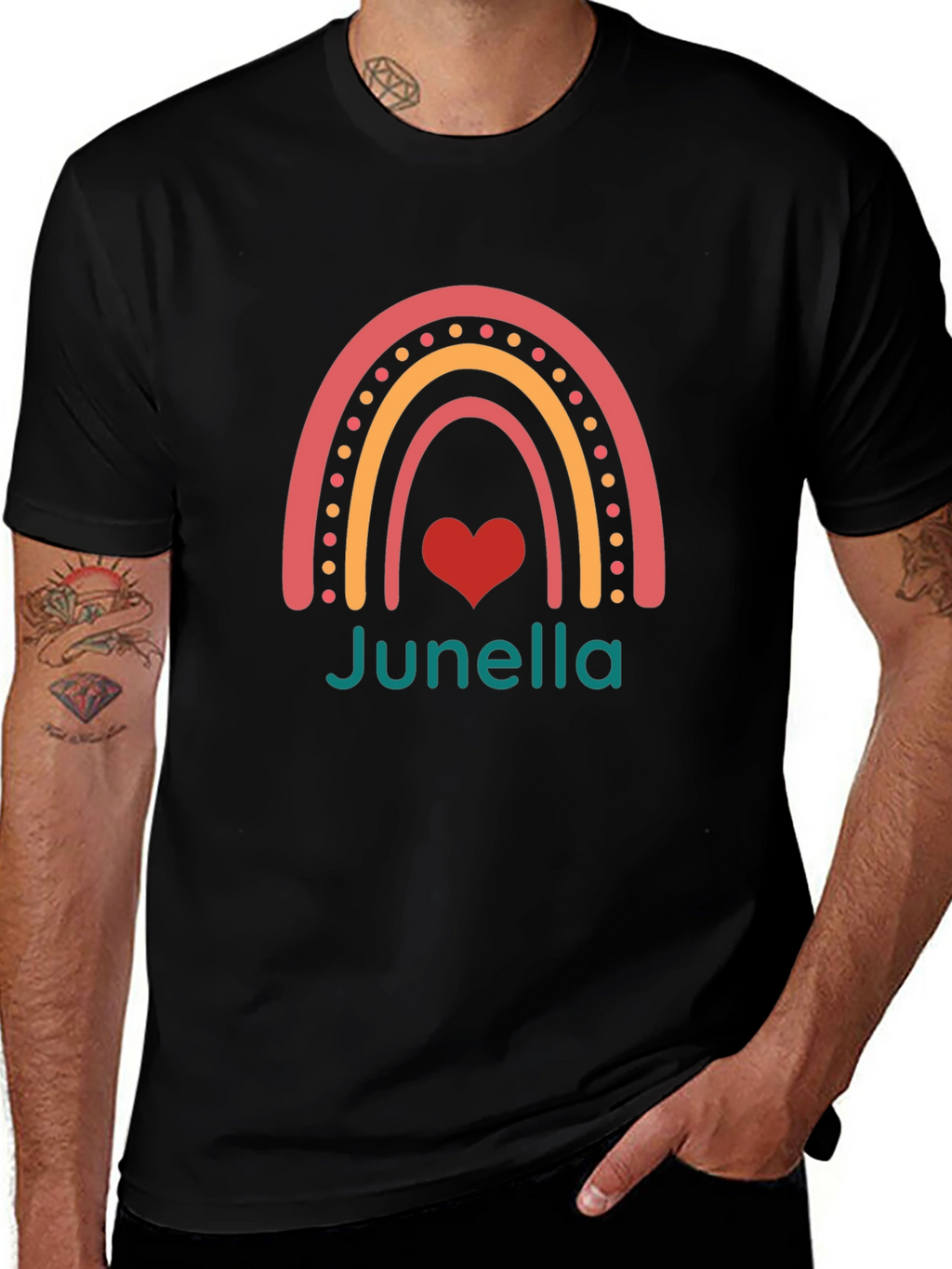 Junella Rainbow Heart Graphic T-Shirt