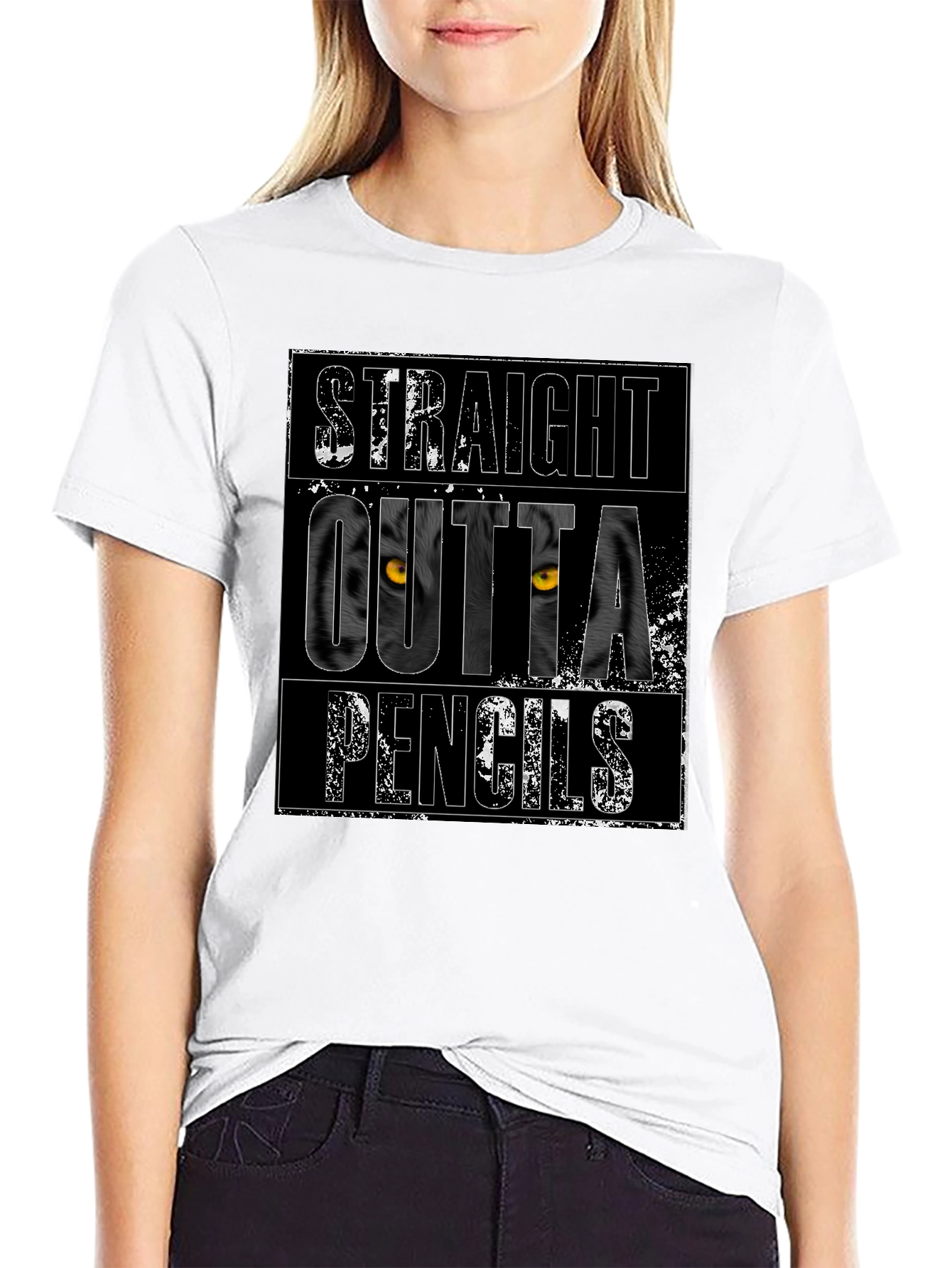 Straight Outta Pencils Graphic Tee - Black Cotton T-Shirt