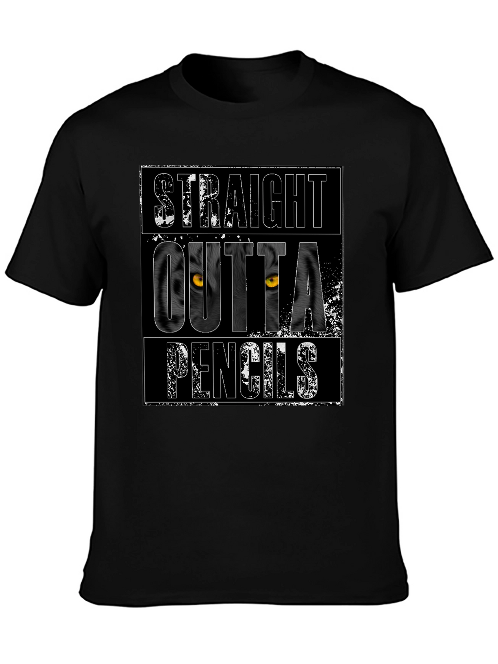 Straight Outta Pencils Graphic Tee - Black Cotton T-Shirt