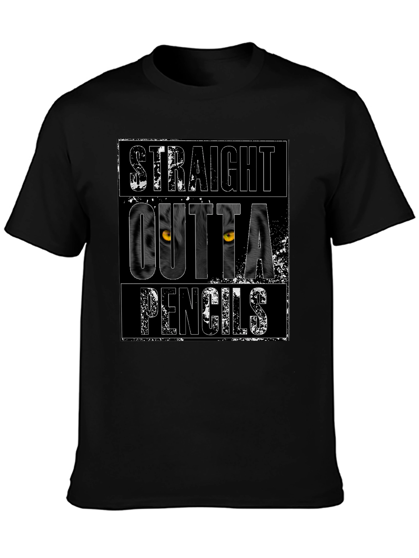 Straight Outta Pencils Graphic Tee - Black Cotton T-Shirt