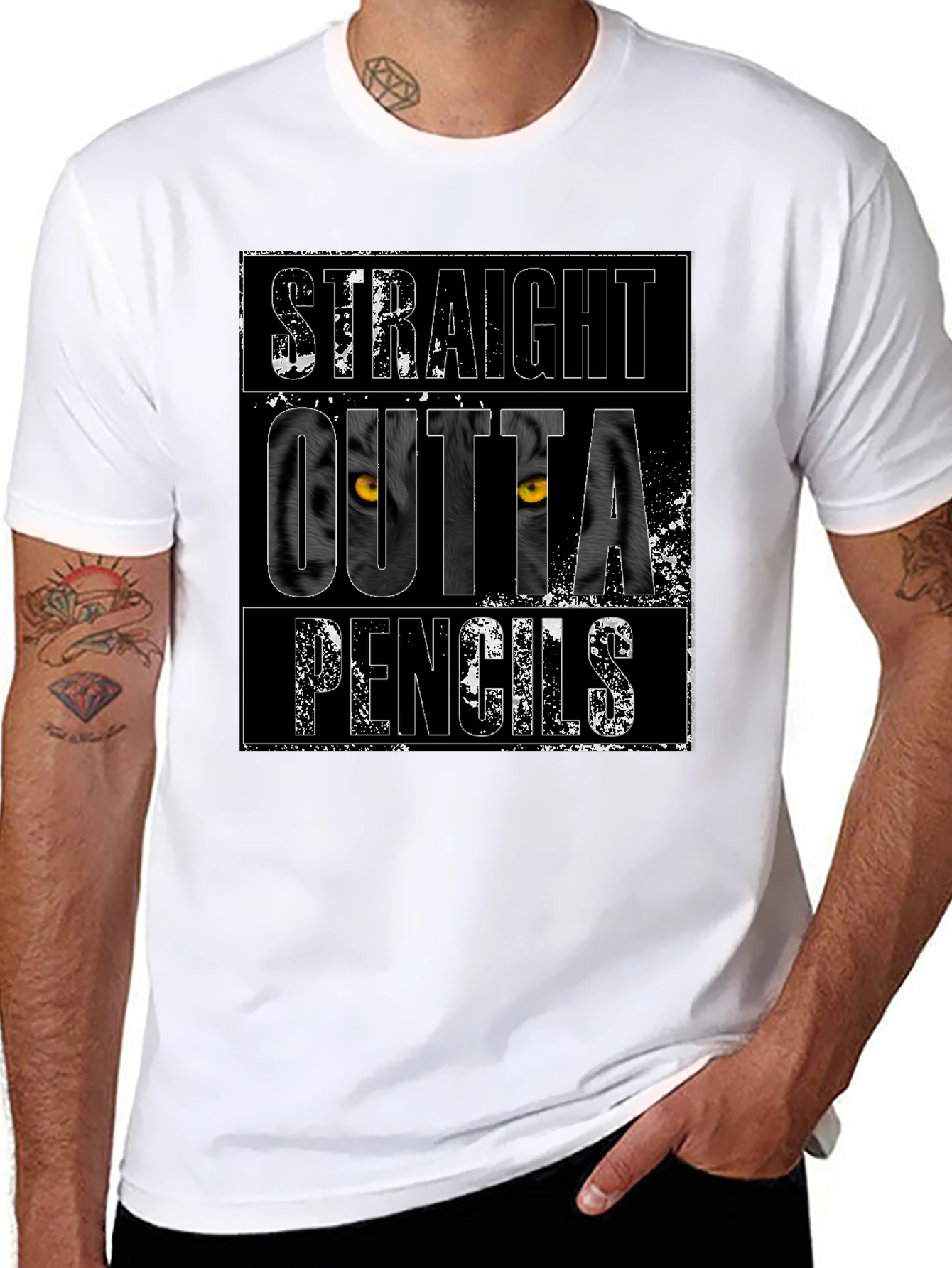 Straight Outta Pencils Graphic Tee - Black Cotton T-Shirt