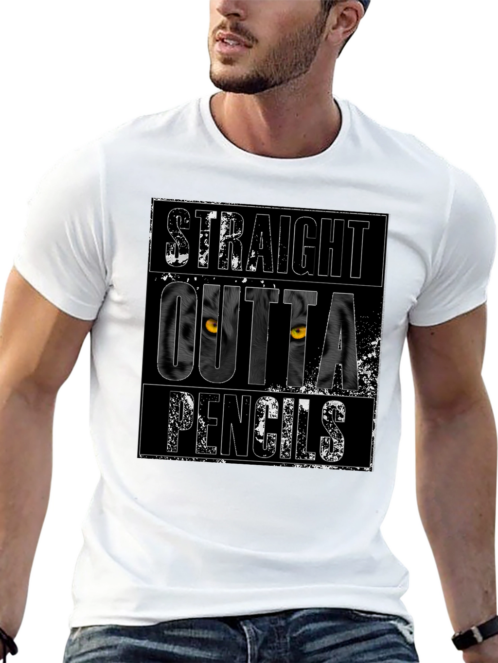 Straight Outta Pencils Graphic Tee - Black Cotton T-Shirt