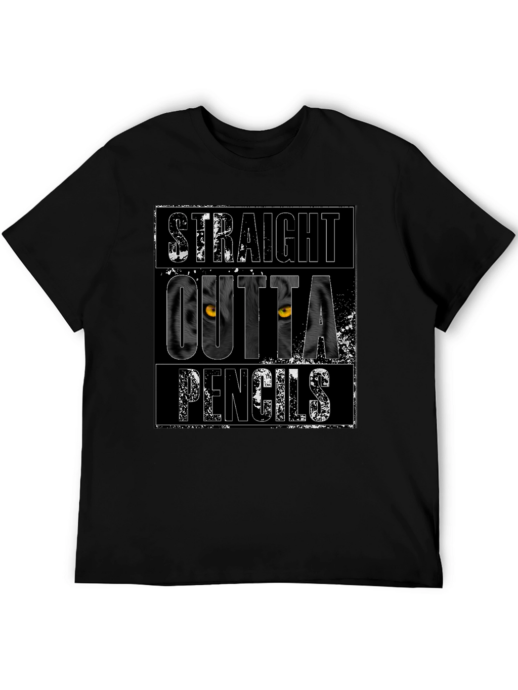 Straight Outta Pencils Graphic Tee - Black Cotton T-Shirt