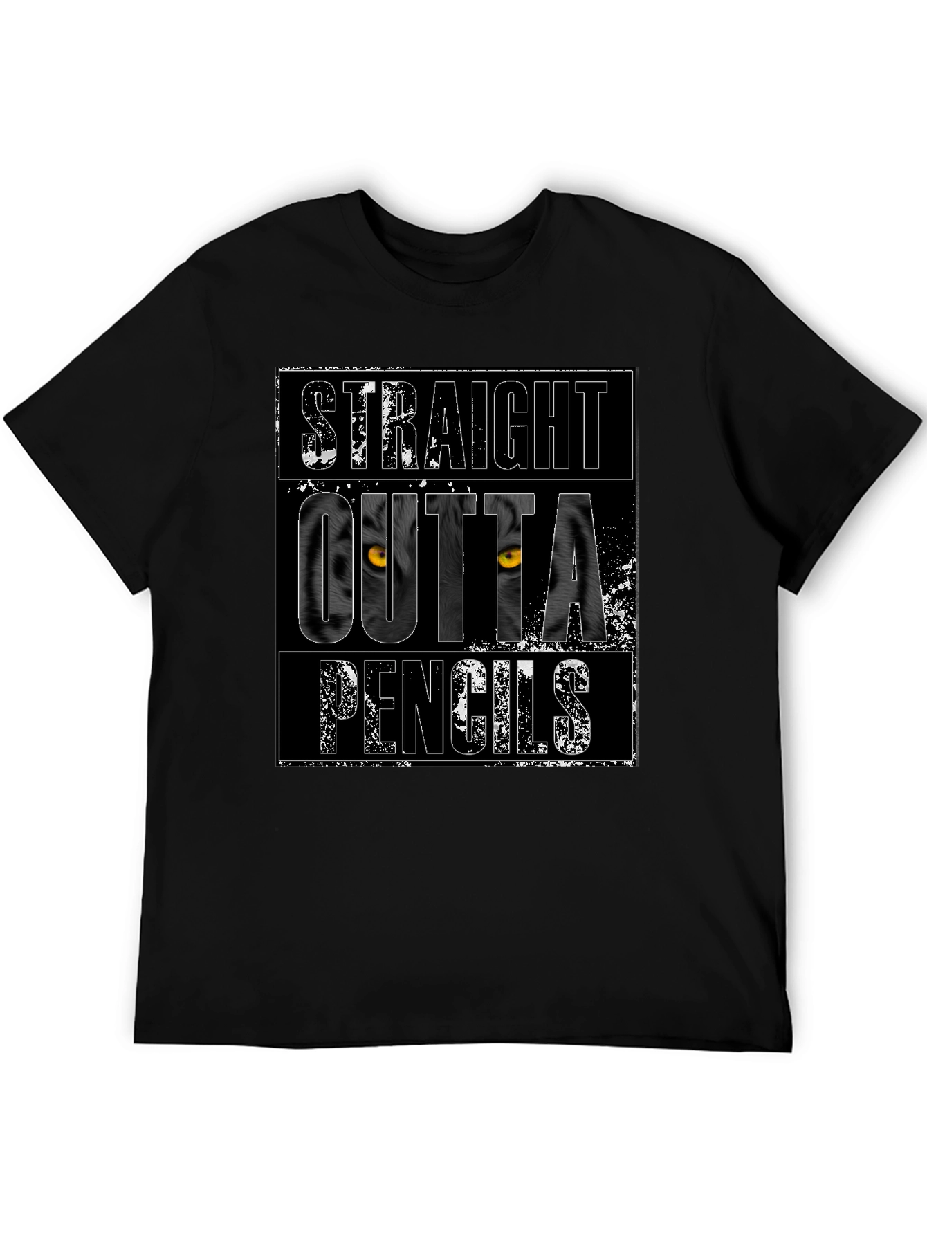 Straight Outta Pencils Graphic Tee - Black Cotton T-Shirt