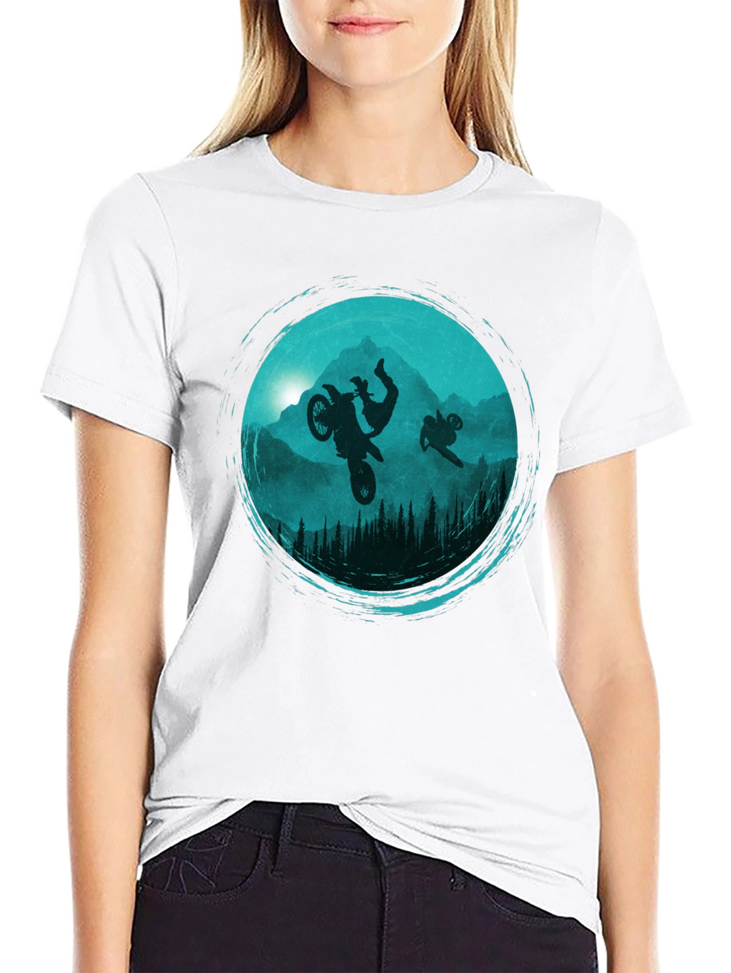 Motorcross Silhouette Graphic Tee - Black