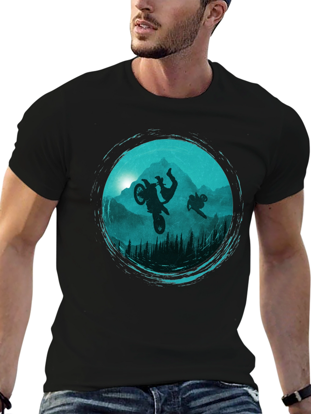 Motorcross Silhouette Graphic Tee - Black