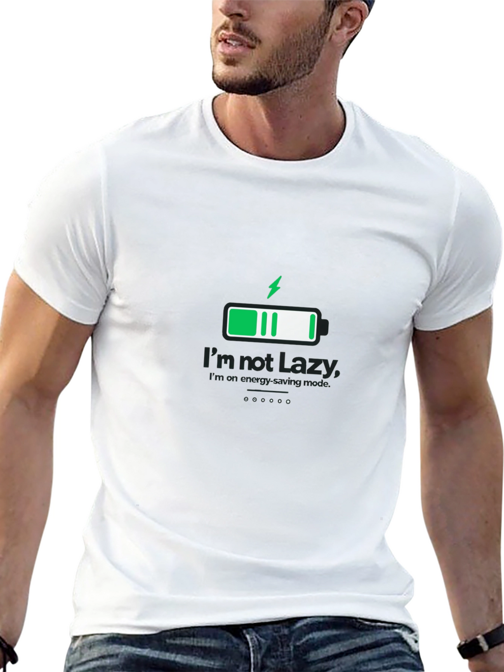 Im Not Lazy Energy Saving Mode Black T-Shirt