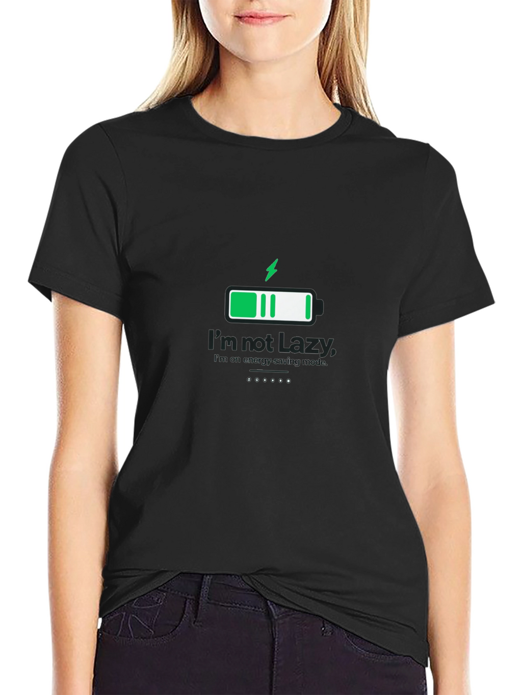 Im Not Lazy Energy Saving Mode Black T-Shirt