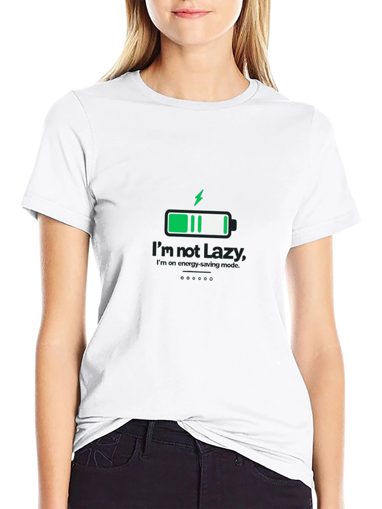 Im Not Lazy Energy Saving Mode Black T-Shirt