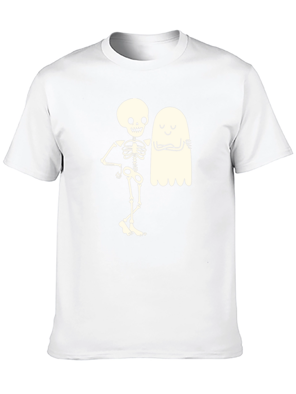 Skeleton & Ghost Graphic Tee - Halloween Fun!