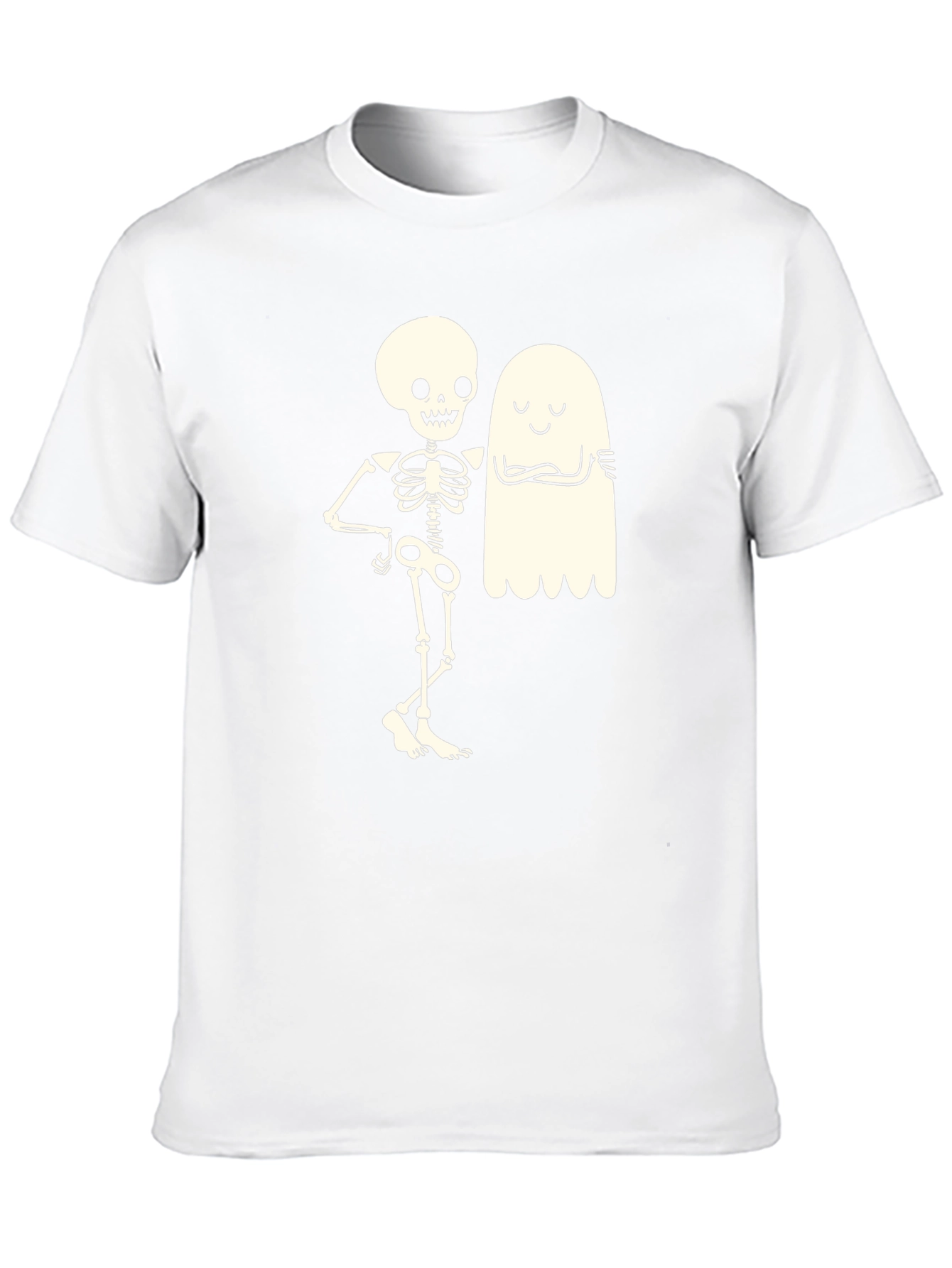 Skeleton & Ghost Graphic Tee - Halloween Fun!