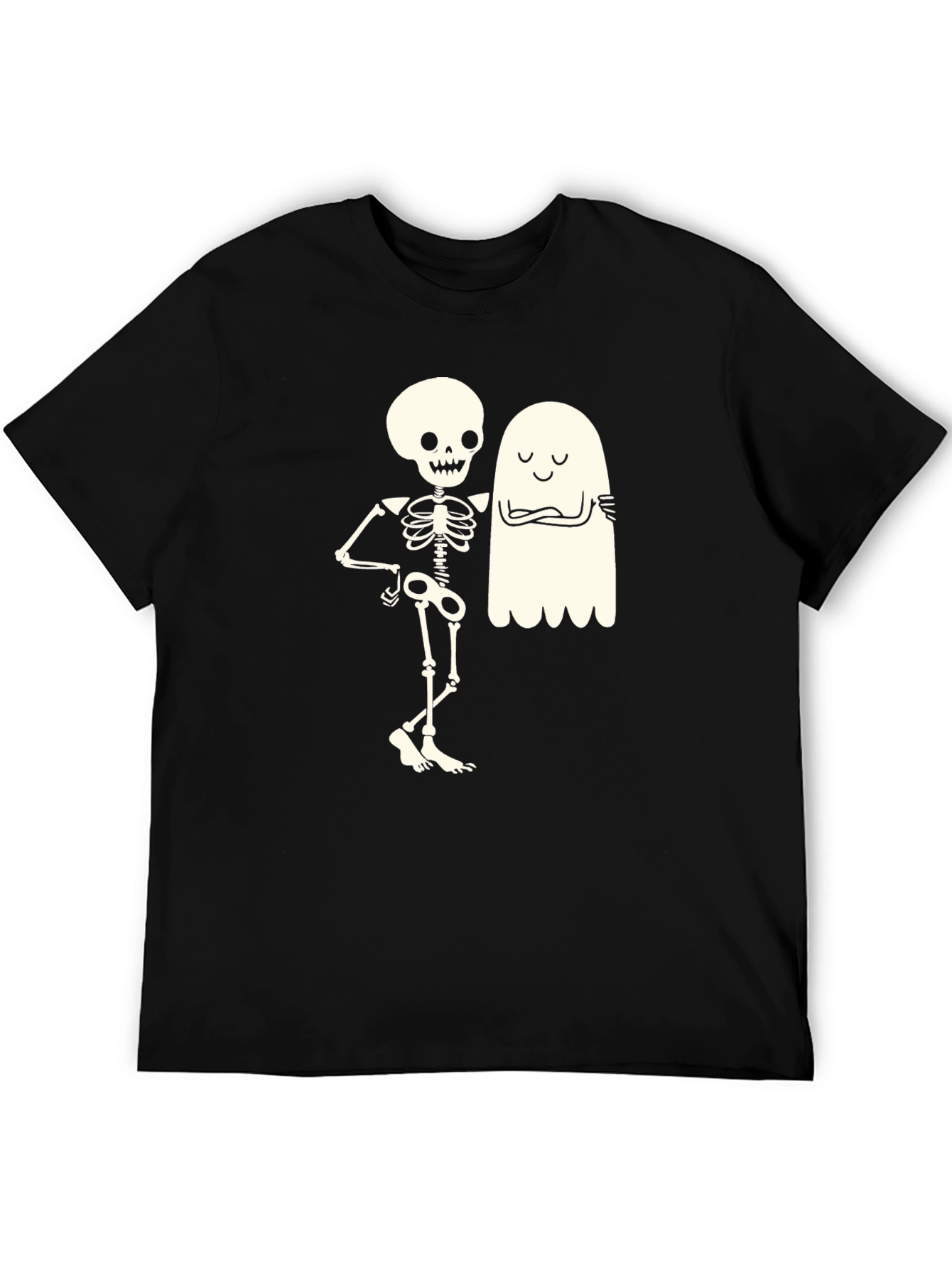 Skeleton & Ghost Graphic Tee - Halloween Fun!