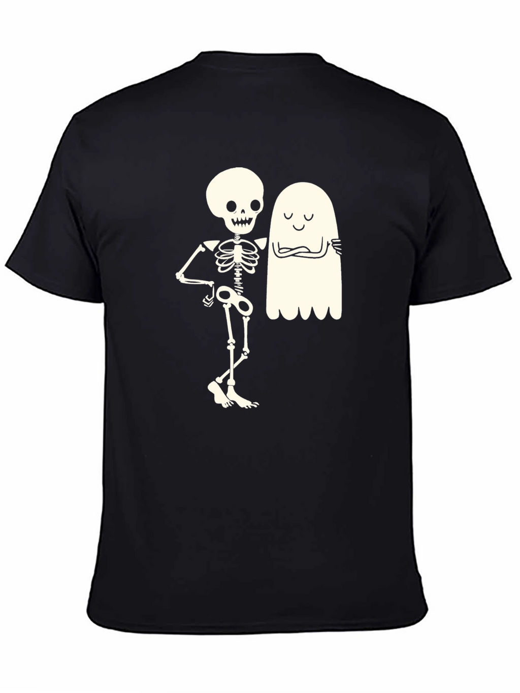 Skeleton & Ghost Graphic Tee - Halloween Fun!
