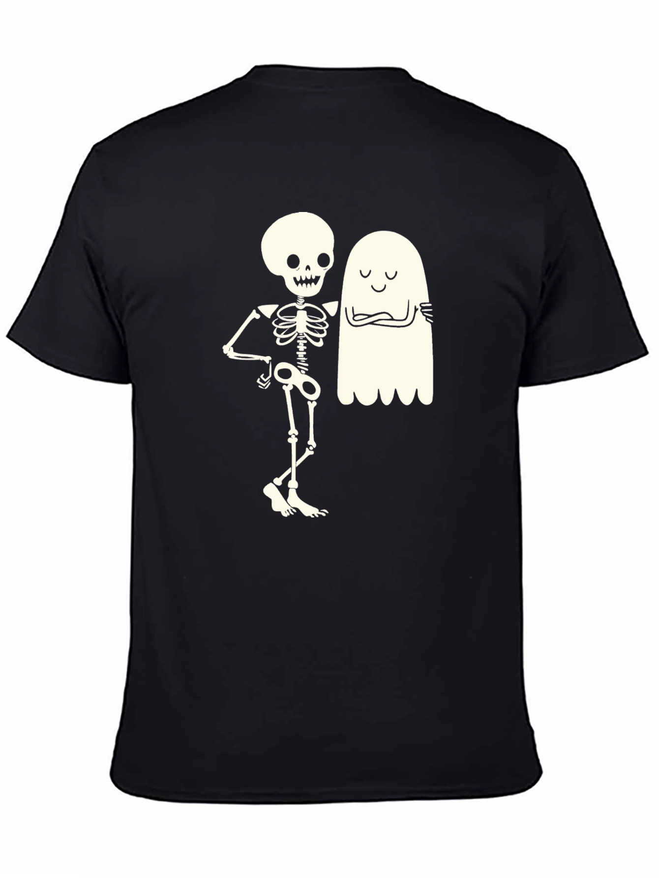 Skeleton & Ghost Graphic Tee - Halloween Fun!