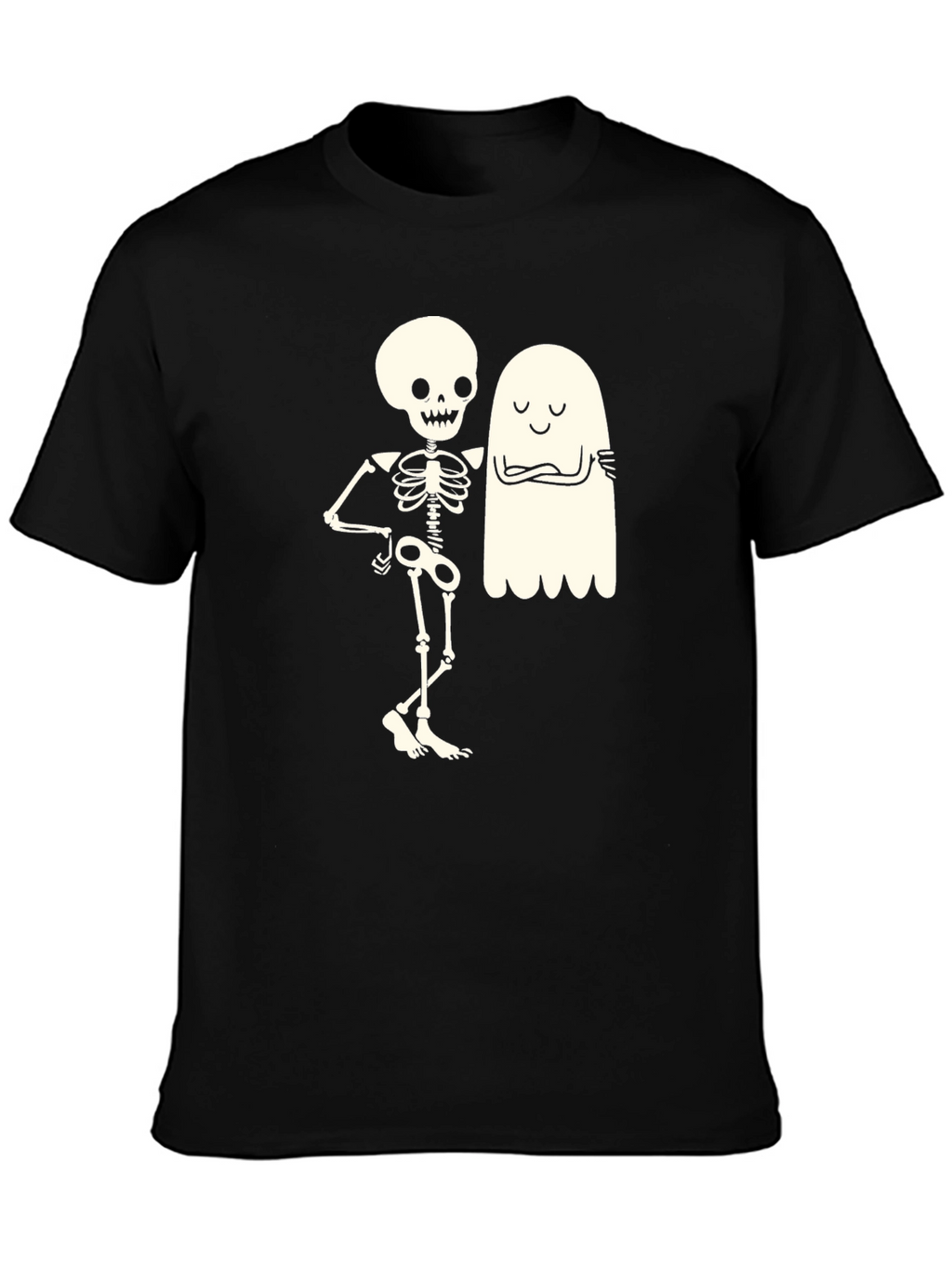 Skeleton & Ghost Graphic Tee - Halloween Fun!
