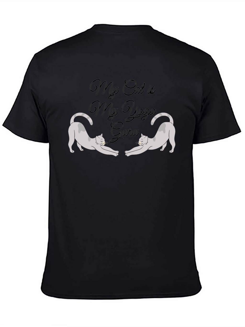 My Cat is My Yoga Guru Black T-Shirt