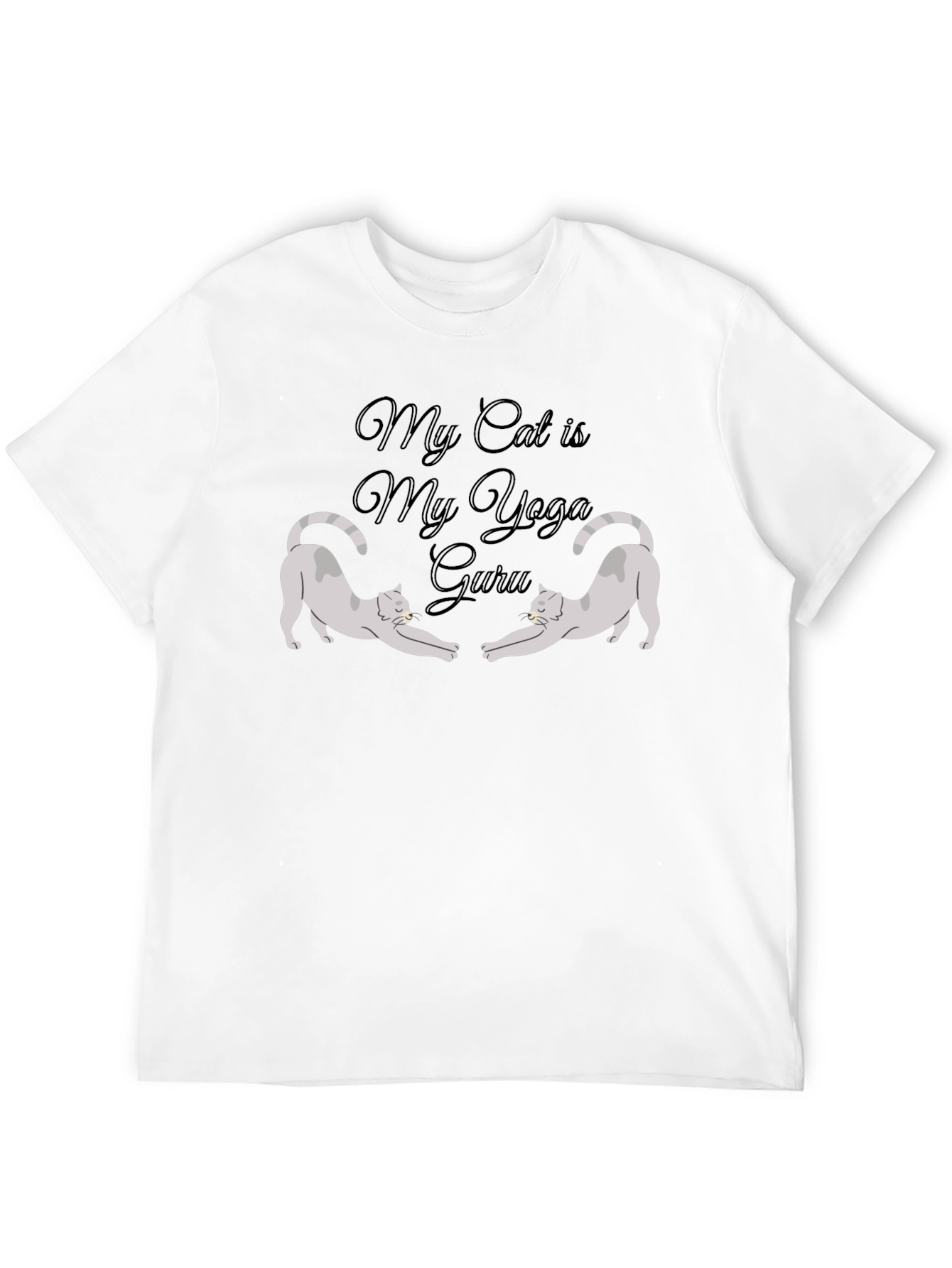 My Cat is My Yoga Guru Black T-Shirt